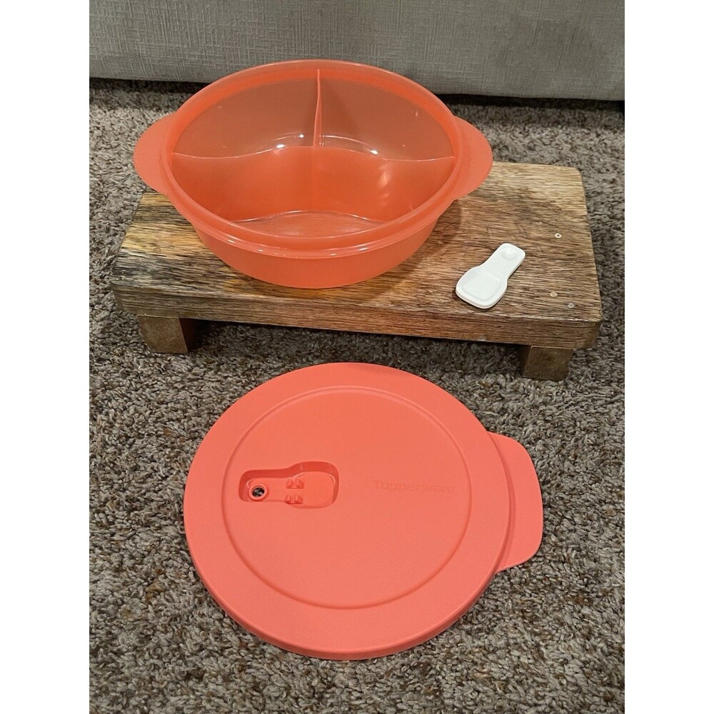 Tupperware Coral Divided Lunch Box Container w/ Vented Seal Lid